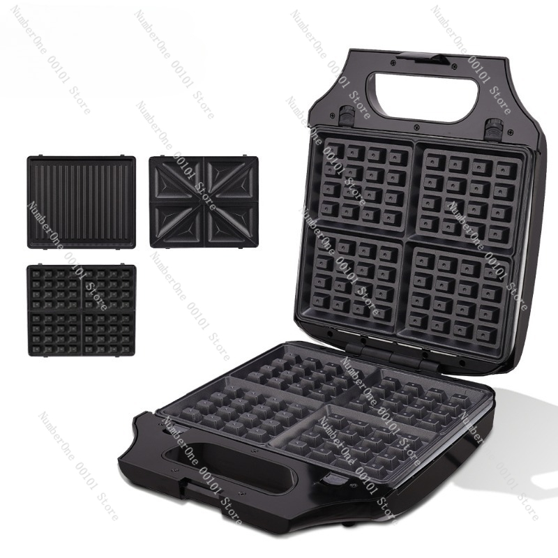 Egg Waffle Pan - 家庭用小型多機能3in1電気ケーキパン ワッフル エッグコーン サンドイッチ 朝食メーカー