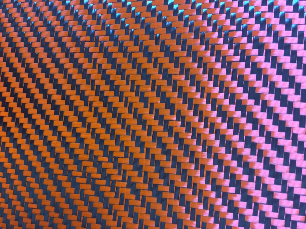 Crepe Pan Carbon - ハイブリッドカーボンアラミド繊維生地,オレンジツイル織り,190gsm