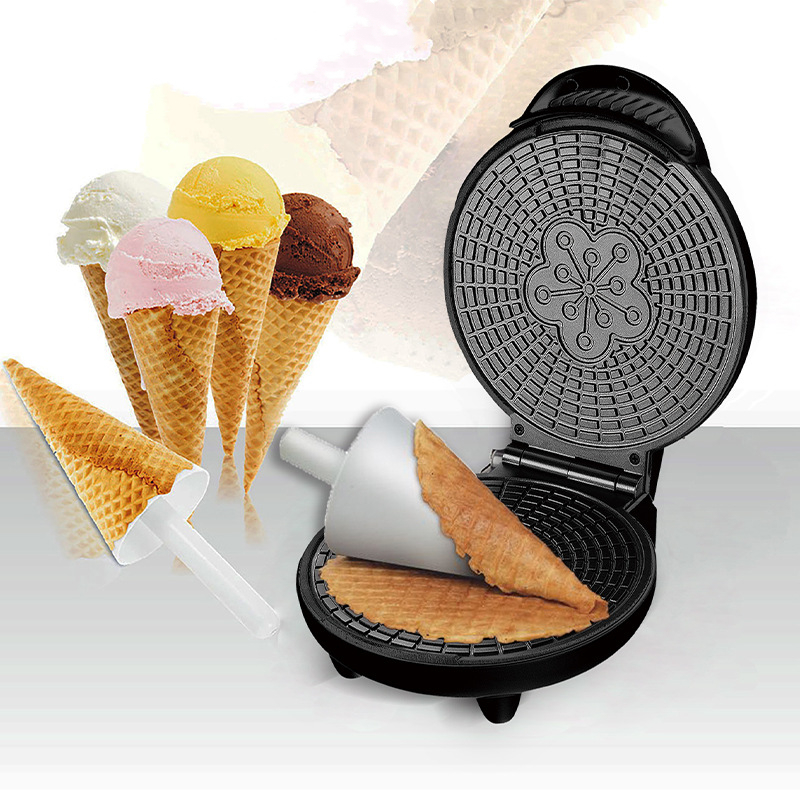 Egg Waffle Pan - 電気クリスピーエッグロールメーカー家庭用朝食エッグロールマシンワッフルベーキングパンアイスクリームコーン鉄ベーキングアイロン 220V