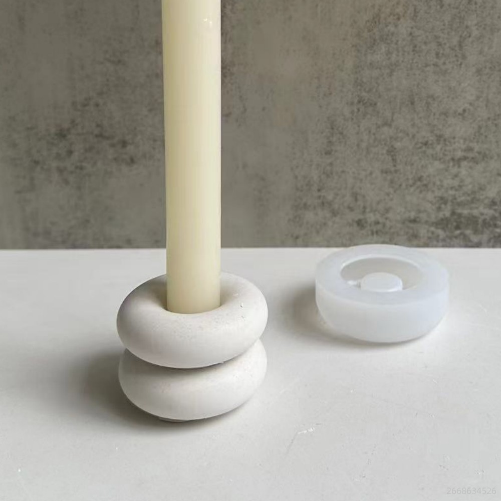 Donut Mold Silicone - 円形ドーナツキャンドルホルダーシリコンモールド、樹脂キャストジュエリー収納トレイ口紅ホルダーモールド、セルフキャストセメントプロセスモールド